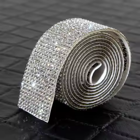 1 Yard 90cm Self-adhesive Glitter Crystal Rhinestone DIY Shoes Bags Clothing Car Phone Decoration Ba