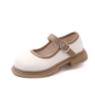 Giày Búp Bê Bé Gái Da Lì Trơn Phong Cách Vintage Quai Dán Đáng Yêu - G16