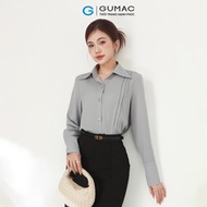 [25 - 29.9 |Voucher 10-12%] Áo sơ mi nữ tay dài kiểu chiết ly lá cổ nhọn vải lụa mềm mát công sở thờ