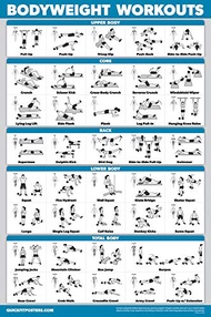 QUICKFIT Bodyweight Workout Exercise Poster - Body Weight Workout Chart - Calisthenics Routine - (La