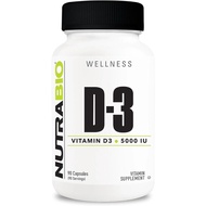NutraBio Vitamin D (5000 IU), Immune Support - 90 Vegetable Capsules