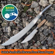 (FREE PISAU DAPUR) Golok Ujung Lancip Model Pedang Baja Putih - Golok Bedog Sembelih Hewan Potong Da