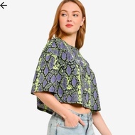 Ready Superdry Oversized Crop Tee Crop Top Snake Mamba Motif Original Fast Delivery