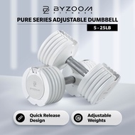 BYZOOM FITNESS Pure Series 25LB/10KG Adjustable Dumbbell - (5 weights all in one)- (WHITE) - (SINGLE