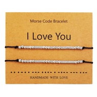 Jewanfix Morse Code Bracelet Pinky Pomise Distance Matching Bracelets Handmade Bead Adjustable Strin