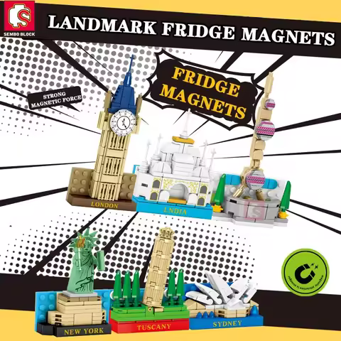 Fridge Magnets Bricks Landmark Building Blocks DIY Playsets Display Architecture Idea Gifts Toys