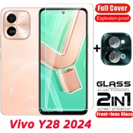 Vivo Y28 2024 2 In 1ฟิล์มกันรอยป้องกันเต็มพื้นที่ของหน้าจอกระจกเทมเปอร์ Vivo Y28 VivoY28 28Y Y 28 Y3