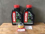 ชุดถ่ายน้ำมันเครื่อง CRF250,300 CB300 CBR300 Rebel300 CL300  Motul 5100 10w-40 พร้อกรองเครื่องแท้ครบ