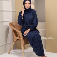 Baju Kurung Cotton Eyelet Embroidery in Navy Blue💙🖤Baju Clara cotton Eyelet terbaru untuk Raya