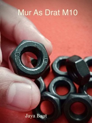 Mur As drat M10 Mur Baja Hitam 8.8 pith 1.50 (drat kasar) harga 1pcs