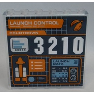 Brick2cube Part-Panel 1 x 6 x 5 with 'LAUNCH CONTROL' 'COUNTDOWN' '3210' DATA' and Rocket P...-59349