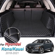 Leather Car Trunk Mat For Hyundai Kona kauai 2018-2021 Cargo Liner Trunk Floor Pad Carpet Car Accessories