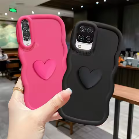A 50 12 20 30 51 3D Love Heart Wavy Silicone Case For Samsung Galaxy A50 A20 A30s A21s A12 A22 A51 4