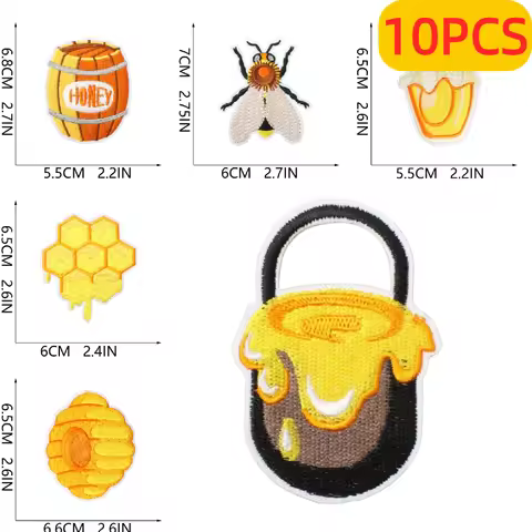 10PCS Wholesale Honey Hornet's Nest Bumblebee Embroidery Patches Bee Nectar Insect Iron On For DIY C