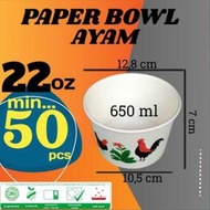 Paper Bowl Papper Cup Mangkok Mangkuk Ayam Jago Rice Bwol Kertas Mie Ayam Bakso Baso Indomie Rebus K