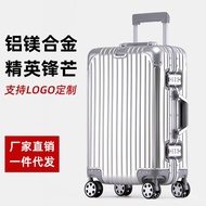 Koper troli aloi aluminium-magnesium sepenuhnya, bagasi logam wanita, koper jinjing 20 inci lelaki, 