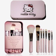 Kuas Make Up Hello Kitty Set Mini 7 in 1 Kemasan Kaleng - HK / Hello Kitty Brush Set Kit Good Qualit
