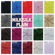 903666 MILK SILK Plain Fabric Polyester spandex. No cotton. Half (Setengah) meter - Plain colours (k
