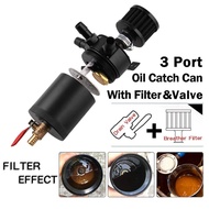 Đa Năng Nhỏ Gọn Baffled Nhôm 3 Cổng Dầu Bắt Có Thể Bình Hồ Chứa Có Van Thoát Nước Ngực Lọc Động Cơ T