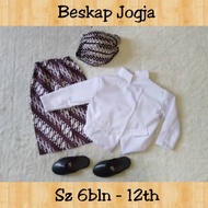 Baju beskap JOGJA PUTIH blangkon adat Jawa manten bayi anak laki laki TK SD SMPbahan Koko adem halus