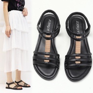 35-42 Leather Flat Sandals Office Wear Outdoor Ladies Shoes Fashion Basic Sandals Teacher Rubber Sho