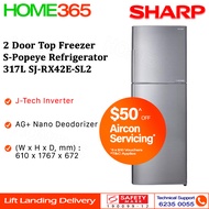 (Pre-order) Sharp 2 Door Top Freezer S-Popeye Refrigerator 317L SJ-RX42E-SL2