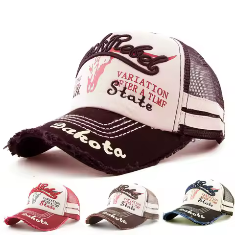 New3DEmbroidered Baseball Mesh Cap, Cow Head Cotton Baseball Cap, Men'S Patchwork Baseball Cap