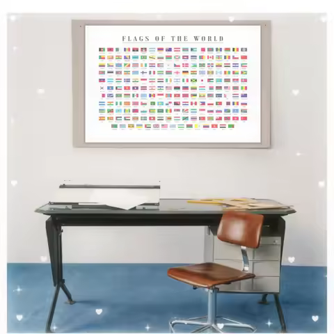 Flags of the World Education Canvas Poster Wall Art Libraries Classrooms Bedroom Living Room and Off