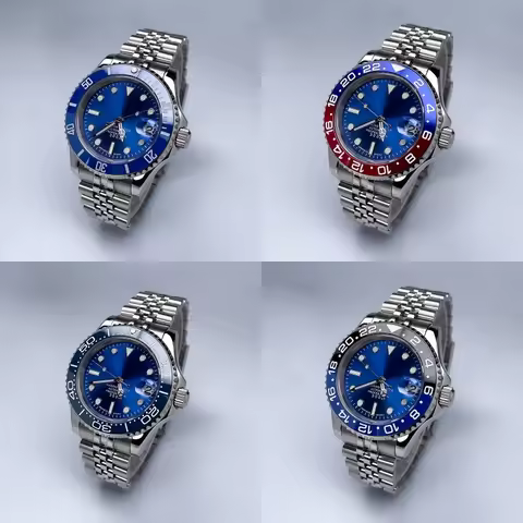 China NH35 Watch 40mm YM Style Rotating Bezel Sapphire Window SS Five-Bead Band Luminous Hands Date 