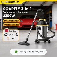 SOARFLY Vacuum Cleaner Stainless Steel Heavy Duty Vacuum Cleaner 3In1 Wet Dry Blow Vacuum Car Vaccum