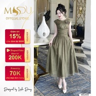 Designed Dress K40-D1-4 MDU4444 Moss Green with Exquisite Flower Appliques from MDU
