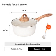 JEETEE White Granite Non Stick Sauce Pan Milk Pan kitchen Instant noodle pot Suitable For Induction cooker &amp; Gas stove 18/20CM