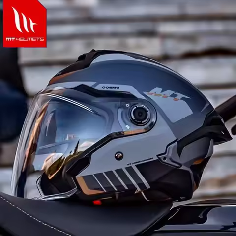 MT Motorcycle Helmet MT Cosmo SV 3/4 Open Face Helmet Men Women Breathable Double Lenses Tail Jet Sc
