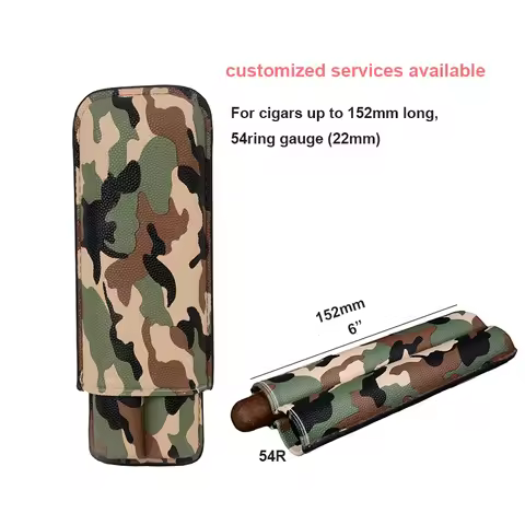 Leather Cigar Case 54 Ring Travel Case 3 Tubes Camouflage Smoking Accessories for Cuban 6" Cigars 22