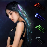 【ZNBY】3 Pcs LED Light-Emitting Wig Fiber Optic Wire Hairpin Luminous Silk Braids Halloween Christmas Gift Party Headwear