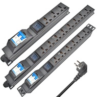 แถบพลังงาน PDU ตู้แร็คเครือข่าย 16A 3500W Universal Socket Double Break Switch 2m extension line ปล