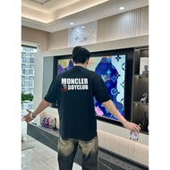 Mo * ier Simple Front Back Logo Print Casual Short Sleeve Men Women Loose Round Neck T-Shirt