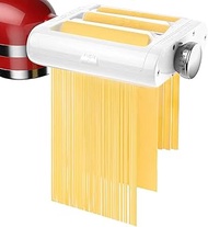 Pasta Maker Attachment 3 in 1 Set for KitchenAid Stand Mixers, Pasta Attachments includes Pasta Roller, Spaghetti Fettuccine Cutter, Pasta Machine Attachment Accessories for KitchenAid (White)