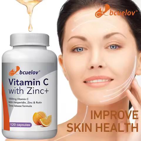 Bcuelov Vitamin C Mit Zink Capsules 1000mg Vitamin C with 5mg Zinc Capsule Immune Support, Energy Pr