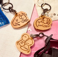 台灣檜木手工製作原創12星座吊飾  雙面圖案