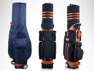 GOLF Canvas/Leather Stand Bag with Wheel for Traveling - 2-year warranty