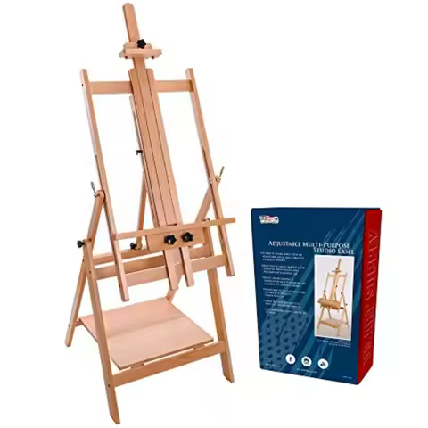 Large Adjustable H-Frame Multi-Purpose Studio Artist Easel - 88" High Holds 59" Canvas - Sturdy Wood