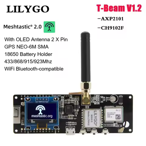LILYGO® TTGO Meshtastic T-Beam V1.2 ESP32 LoRa Development Board 433MHz 868MHz 915MHz 923MHz WiFi BL