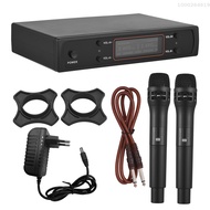 2.4G Wireless Microphone Frequency Modulation Handheld Microphone System 2 Microphones &amp; 1 Receiver 6.35mm Audio Cable LCD Display Cardioid Mic and Receiver 16 Channels for KTV Home Entertainment Wedding Teaching Party Presentation Performance Public