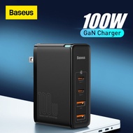 Baseus 100W Fast Charger 4-Port GaN USB C Charger Quick Charge 4.0 3.0 PD Fast Charger สำหรับ iPhone 13/12, MacBook Pro/Air, iPad Pro, Apple Watch, แล็ปท็อป