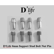 D'Life 8mm Shelf Support Stud Bolt Nut Pin Peg Stud Socket for Furniture Cabinet Shelve Bracket Menampung Keping Perabot