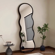 Red Medieval Full-Body Bedroom Wave Mirror High-End Feeling Floor-length Net Fitting Dressing Mirror