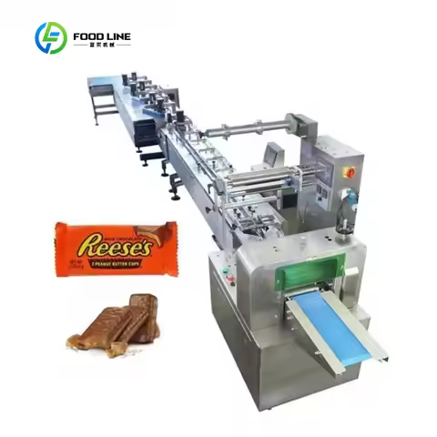 Economical Automatic Cake Chocolate Horizontal Packing Line Candy Protein Chocolate bar Flow Packagi