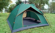 全城熱賣 - 踏險者戶外帳篷全自動速開露營沙灘野外帳篷（墨綠）（3-4人彈壓假雙層自動帳篷）
