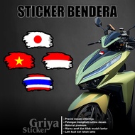 Flexible Vinyl Tear Flag Sticker Anti-Scratch 7x 4cm Vietnam Thailand Japan Flag Cool Japan/ Japan W